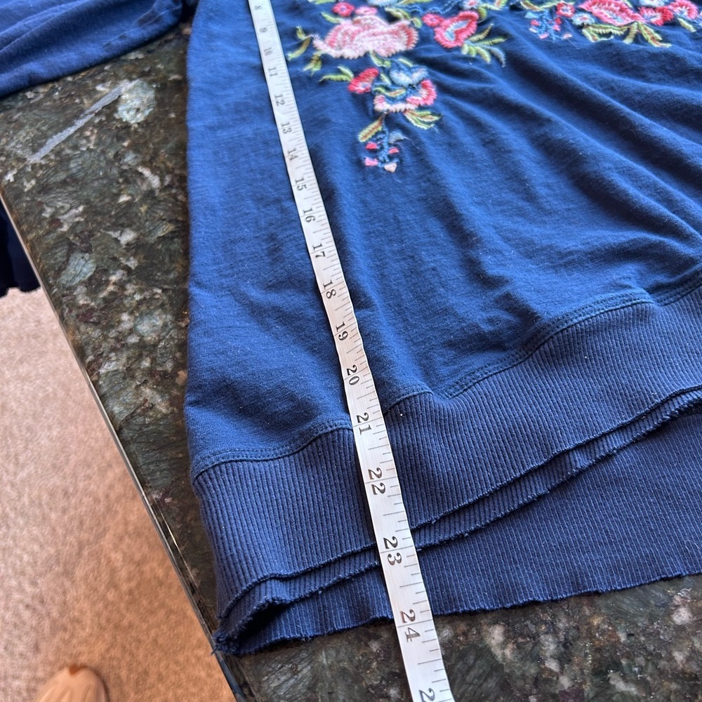 Caite embroidered scoop neck 3/4 sleeve cotton pullover. Boho. Floral. Garden. S - Picture 14 of 14